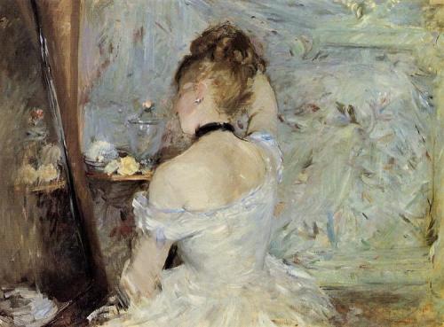 Young Woman at the Mirror by Berthe Morisot (French, 1841-1895)