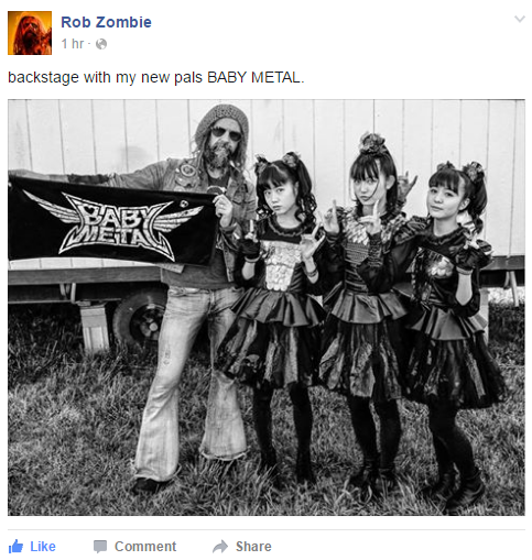 darkmelodies27:hella-lugosi:
sciencebranchblues:

rhan-hastur:

akitchenwitch:

shpider-synthpop:

retrocatte:

shpider-synthpop:

Rob Zombie confirmed for coll fuckin’ guy



ROB ZOMBIE CONFIRMED FOR COOLEST FUCKING GUY


i love that Rob Zombie is now Baby Metal’s badass protective grandpa 


Are they actually trying to gatekeep metal from Rob fucking Zombie? Go cry some more, here’s Babymetal with Abbath.



Rammstein accepted Babymetal as one of their own, that’s good enough for me.

Babymetal with Rob Halford



What I’m getting from this is Babymetal is collecting Metal Grandpas and Dads and I for one, love it. 