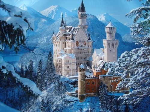 congenitaldisease:Neuschwanstein Castle is a 19th century Roman castle located near Bavaria in Germany. It’s one of the most spectacular looking castles in the whole world due to the fact that it is surrounded by the landscape of the Apls, making it