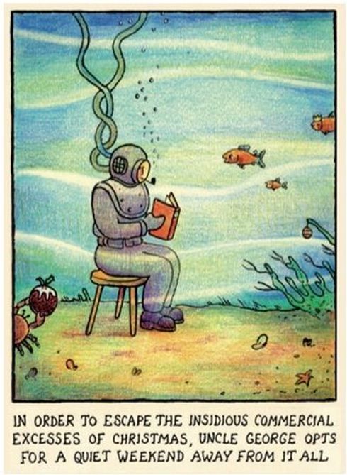 biblioklept:To escape the insidious commercial excesses of Christmas (Glen Baxter