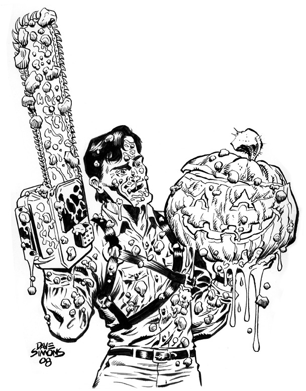 remotecontrolledquicksand:  Army of Darkness Halloween card art by Dave Simons. [Source]