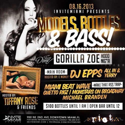 Everyone come and join me this Friday Night @Mekka in Downtown Miami along side  some of the sexiest models in South Florida,@iamdjemoney , @djepps and Gorilla Zoe !! 0 bottles until 1am. See you there ;) #invitemiami #fridaynight #turntup #movie #mode