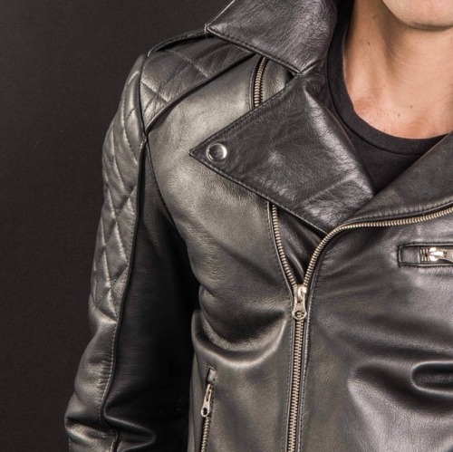 black leather motorcycle jacket