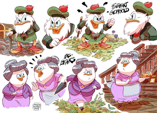 More early research on Ducktales ! Secondary characters this time. I ha a lot of fun playing with th