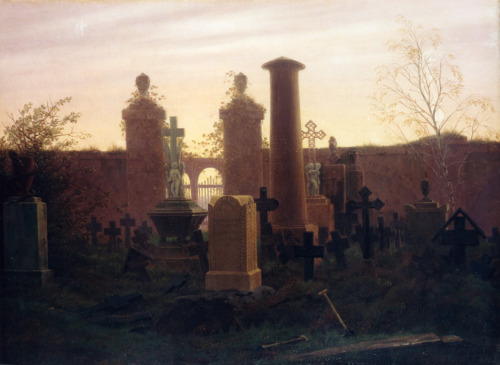 alex-aki-art:19th century realism. Germany.1 - Caspar David Friedrich, “Monastery Graveyard in the S