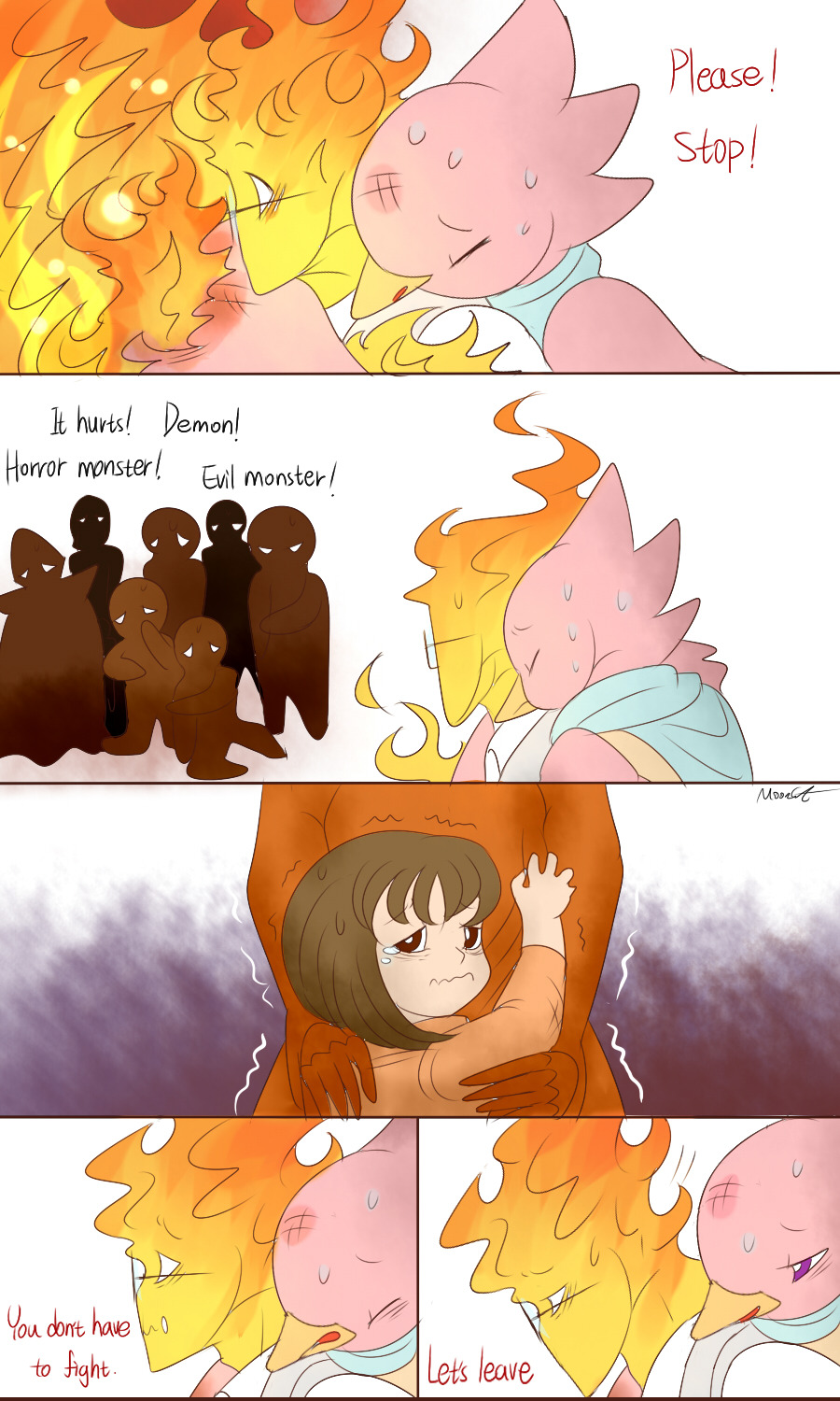 mooncatyao:  [Fire &amp; Red bird-7] Grillby &amp; little SansProofreader: