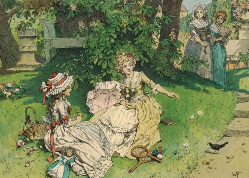 tiny-librarian:Princess Louise and sister Frederica as children in the shade of old trees of the cas