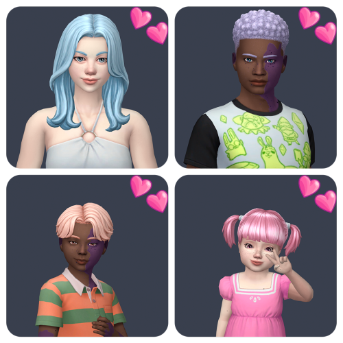 kissalopa:Base Game Hairs in Sweet Hearts All Base Game hairs in Sweet Hearts Requires: Sims 4 Base 