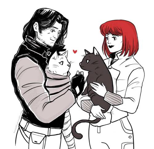 burninblood: a little and really fast drawing of Bucky and Nat as cat parents! Marvel Unlimited told