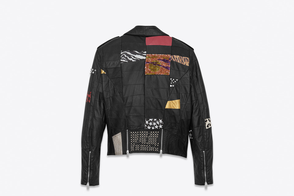 pleasebboy:  Saint LaurentPatchwork Motorcycle Jacket In Black, Multicolor And Silver