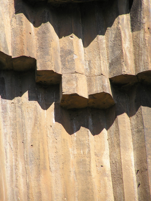 stitpics: Detail of the basaltic regular faulting in the “organ pipes” feature tucked in