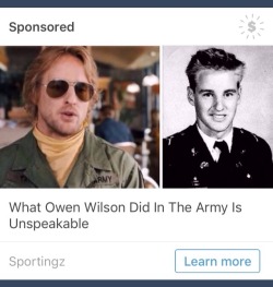 gamgee: i love this clickbait ad thats straight up calling out owen wilson for war crimes