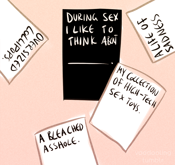 meeshay:  superfizz:  voodooling:  The gang is playing Cards Against Humanity and