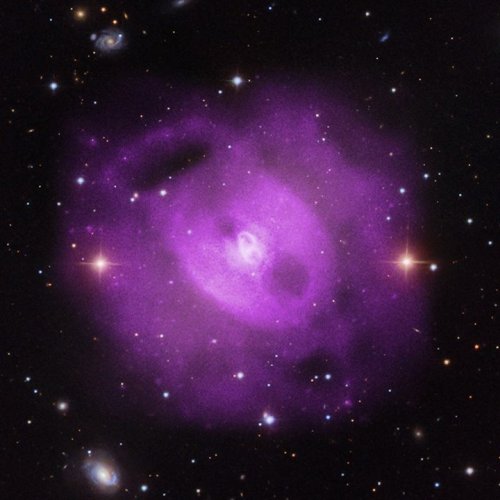 beautyaboveus: The image shows a supermassive black hole at the center of a group of galaxies that h