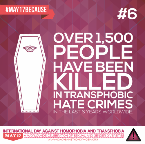 gaywrites:  Today is the International Day Against Homophobia and Transphobia! Learn more about how you can get involved, including sharing these awesome graphics about why today is so important. 