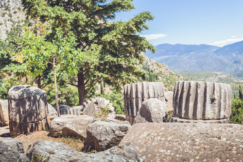 Ancient columns at Delphi, GreeceThe temple of Apollo