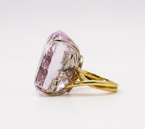 18k Gold and Platinum Kunzite and Diamond Ring