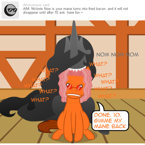 nopony-ask-mclovin:Is McLovin close to the 100th different mane style?xD