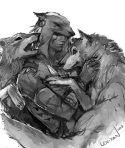 Len-Yan:  Ratonhnhaké:ton With His Wolf Bros (Work In Progress) I Love Conner’s
