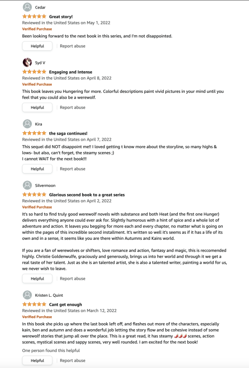 Here are some recent reviews of Heat from Amazon. Readers are loving it! You can read all the review