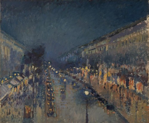 Camille Pissarro. The Boulevard Montmartre at Night. 1897. Oil on canvas. National Gallery, London.