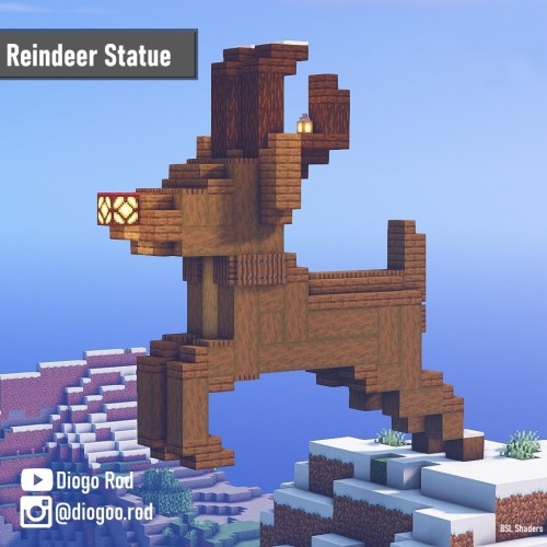 Minecraft Statue | Tutorial Easy Survival Reindeer Statue | Rudolph the Red-Nosed Reindeer | Christm