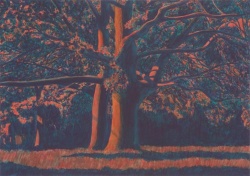 Oak trees Evening   -  Martin Jacobson, 2012Swedish, b.1978-watercolour on paper, 29,11/16 x 40,5/8 