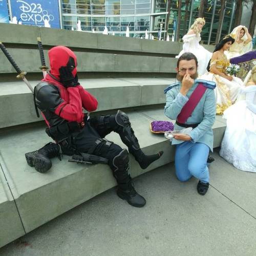 Its a perfect fit! I’m going to be a Disney princess!!!! #deadpool #d23 #d23expo #Cinderella #