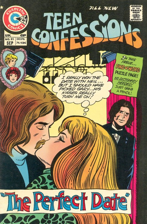 the60sbazaar: Sixties romance comic Teen Confessions  You should always pick the guy whose kisses tu