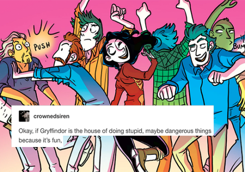 daiisywooton:Giant Days + Hogwarts Houses