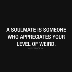 quotebook-in:  A soulmate is someone who appreciates your level of weird.