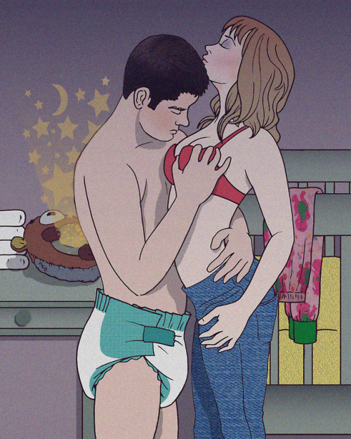 thediaperzone:  She had scarcely taped him into his nighttime diaper before he was gently nudging he