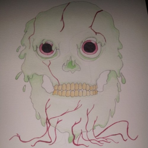 Vein propulsion #skull #slimy #sticky #veins #blood #green #red #teeth #yellow #goopy #art #artist #