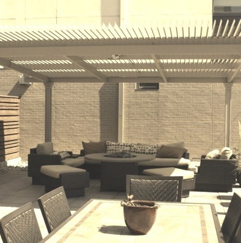 Pergola - Traditional Patio Patio: Large Traditional Backyard Patio Design Idea With Stamped Concrete,