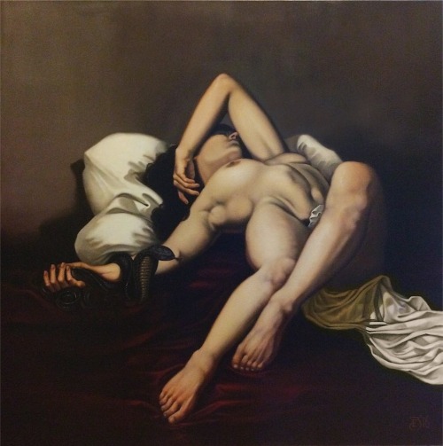 errol-d-buwalda: Death Of Cleopatra, oil on Courtraix-linen. 120cm x 120cm Reference photo by @bmanp