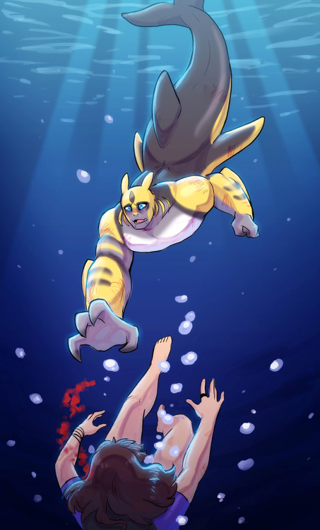 youkaiyume: Finally! Another Mer!Bee AU art dump! In initial brainstorms in the charbee discord, Cha