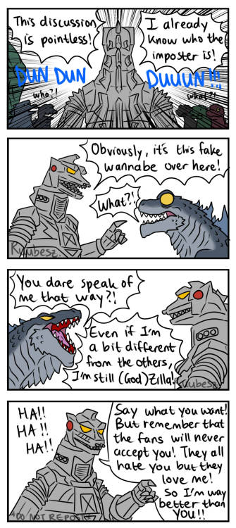 ruubesz-draws: There is one Imposter among Godzilla(s) Who could it be…..?? And look at them 