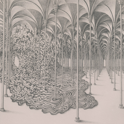 yama-bato:s0irenic:“Parallels” by Eric Ross BernsteinCascading Vault, pencil on paper, 10" x 10