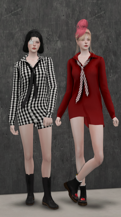 [sudal] Necktie shirt F▶ All lod▶ Dress▶ Specular Map▶ 25 Swatchpose - @dearkims​  ★(Couple CC)