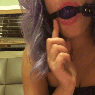 mccprincess:  💜Mouthy and Messy💜❤️👑🎀  (Purple leather gag by @vpleather DO NOT remove caption but DO support small businesses)