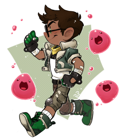 thedoublepp:He’s trying his best A little Jake from Joy’s Slime Rancher AU Let’s pick a star and cal