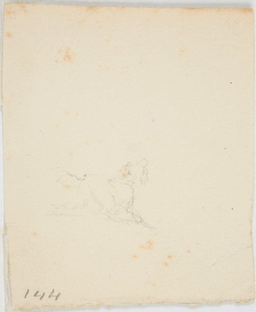 Barking Dog; verso: Walking Male Figure Carrying a Flag over his Shoulder, Washington Allston, c. 18