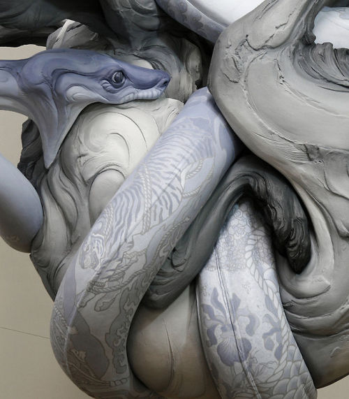 littlelimpstiff14u2:   Beth Cavener Stichter and Alessandro Gallo Collaborate on Ornate Sculpture  by Nastia VoynovskayaPosted on February 24, 2014   Beth Cavener Stichter’s (Hi-Fructose Vol. 26 cover artist) sculptures have an intensely-visceral quality.