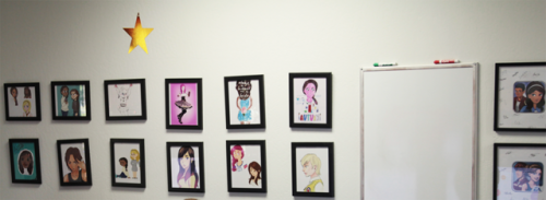 Throwback to when we’d just started putting up fanart on our walls for High School Story and Hollywo