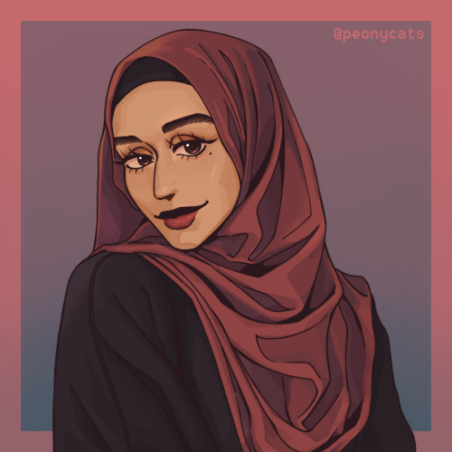 peonycats: Some portraits I’ve worked on in my offtime! A Miss Qatar from my coloring/shading 