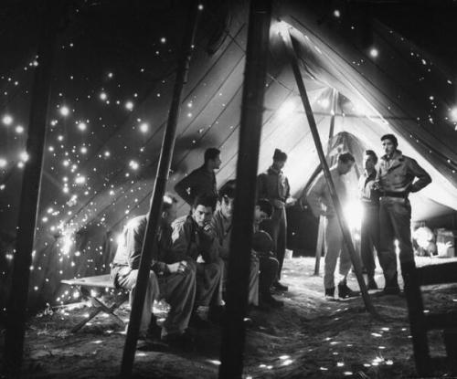 Shrapnel-Ridden Tent after German Artillery Strike, Anzio Beach Head, 1944