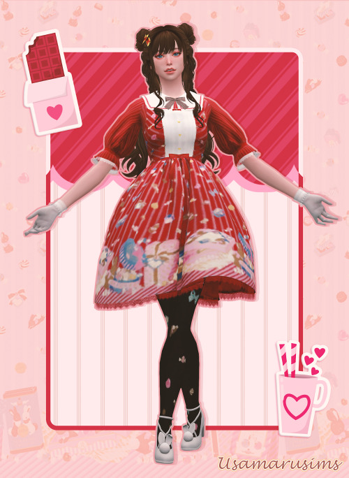 usamarusims:❀ Angelic Pretty Bonbon Bunny Set ❀Additional preview from @mochadonuts! &lt;3❀✧\(●⁰