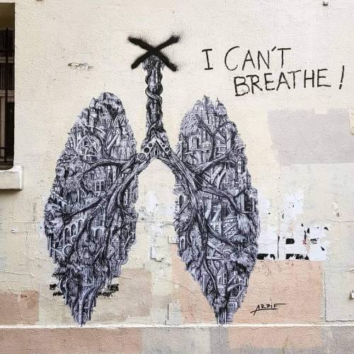 “I can’t breathe”Mural by Ardif in Paris, France, June 2020