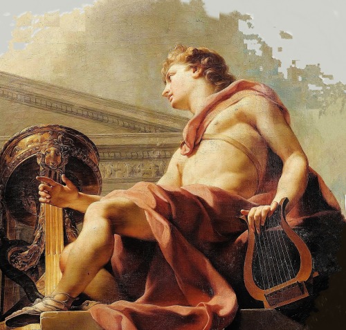hadrian6:  Detail Apollo Seated with a Lyre. 18th.century. Charles Andre Van Loo French 1705-1765. oil/canvas.     http://hadrian6.tumblr.com