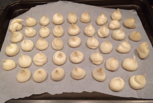 copperbadge:I had whites left over from making the pretzel egg wash, so I whipped up some meringues.